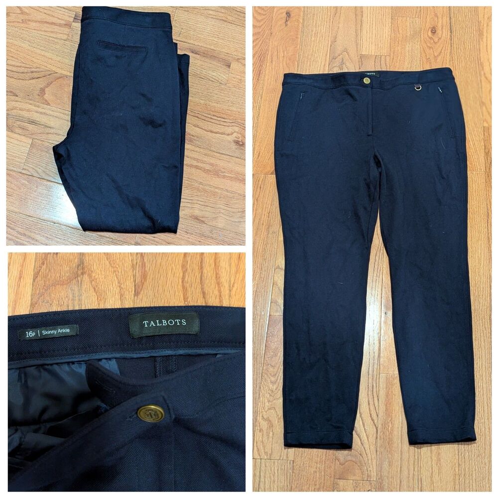 Talbots Size 16P Skinny Ankle Navy Dress Pants